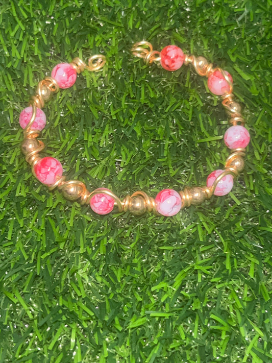 Red Elegance, Handmade Copper Bracelet